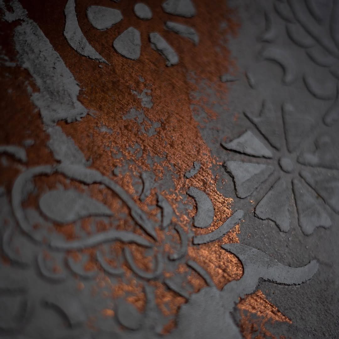 Plaster stencil art wall display