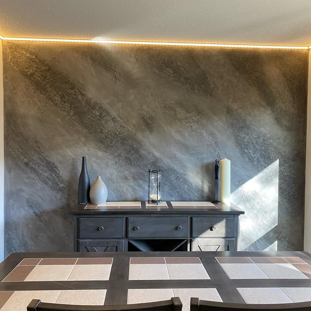 Metallic plaster wall art display
