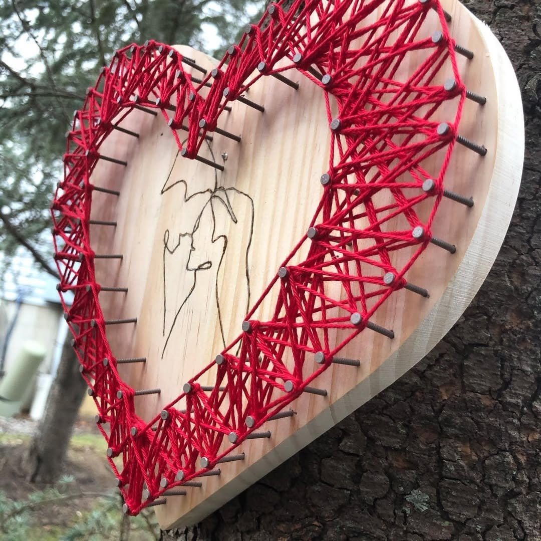 Romantic handmade heart wall art