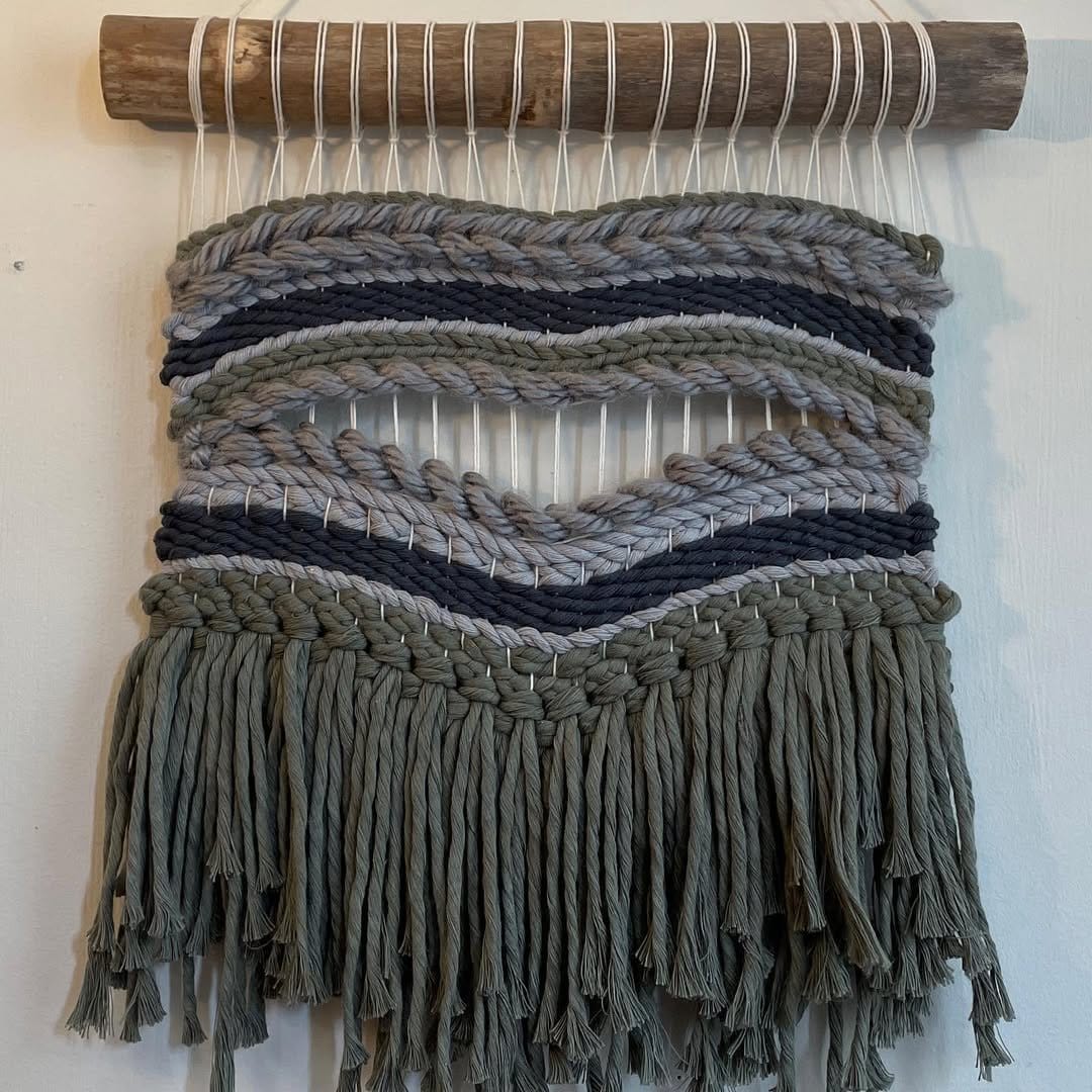 Soft cream-colored DIY macramé hanging
