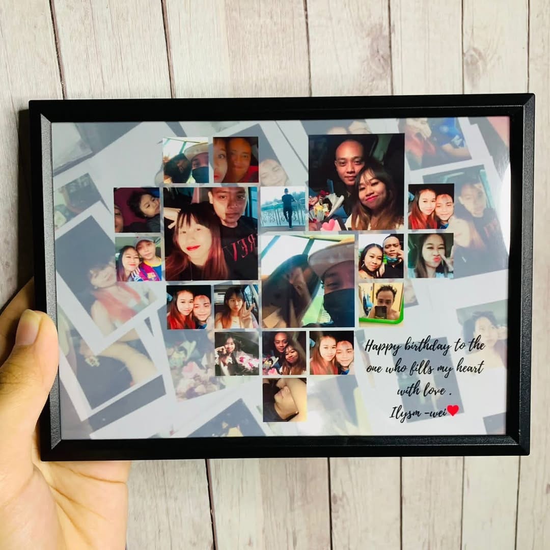 DIY photo collage with polaroid photos