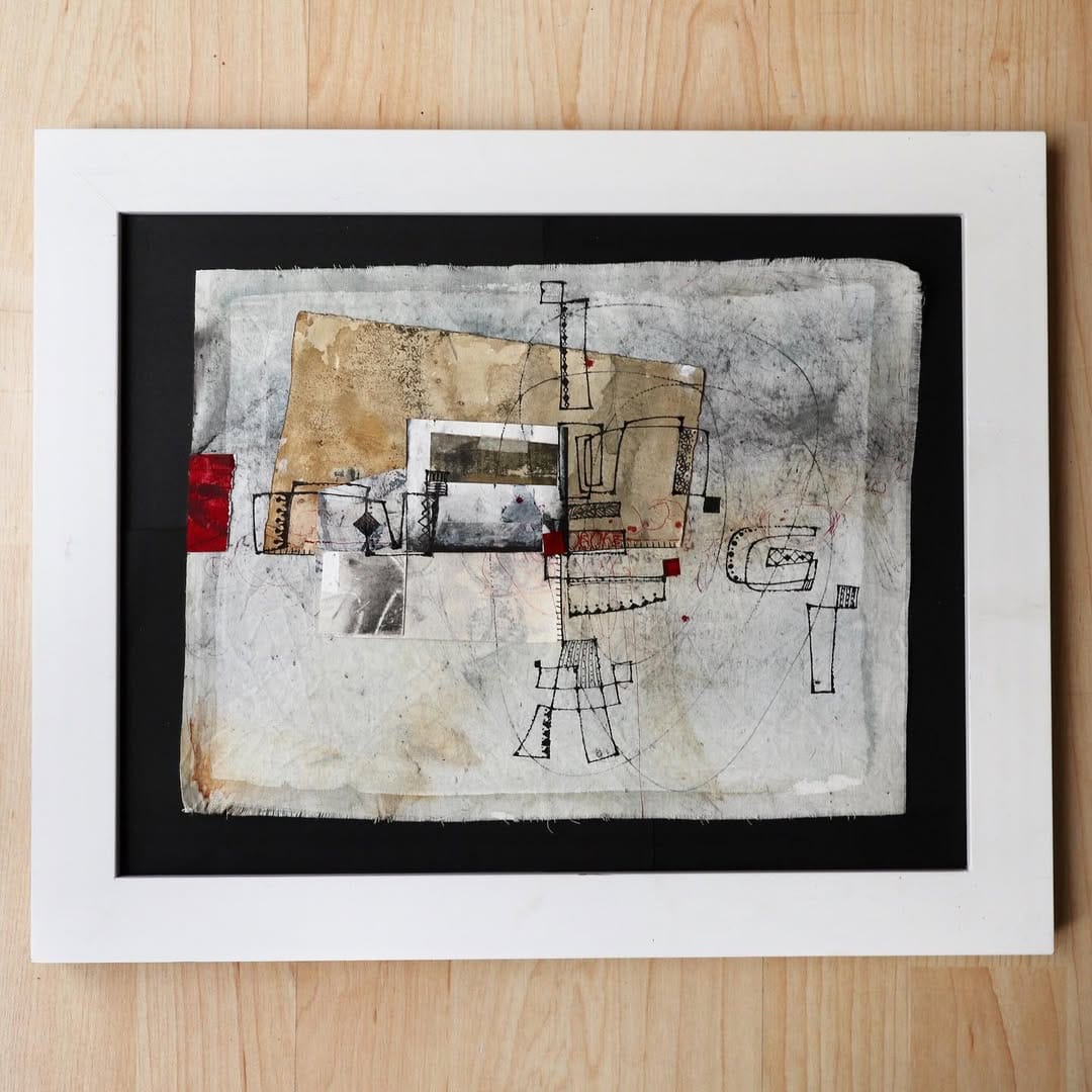 abstract paper collage in frame