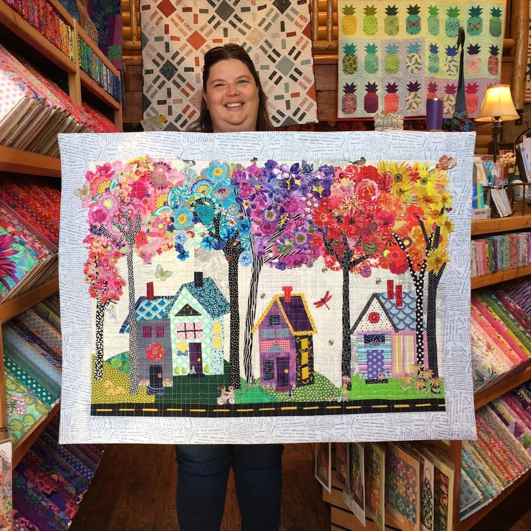 Vibrant fabric swatch wall collage