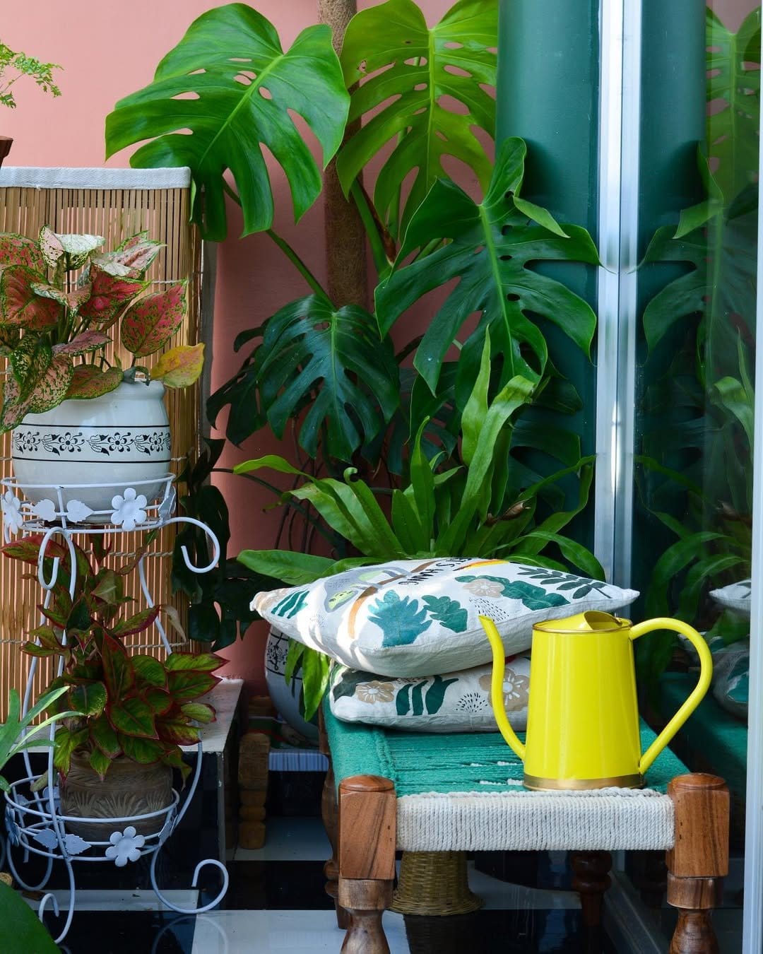 Bamboo tube self-watering planter