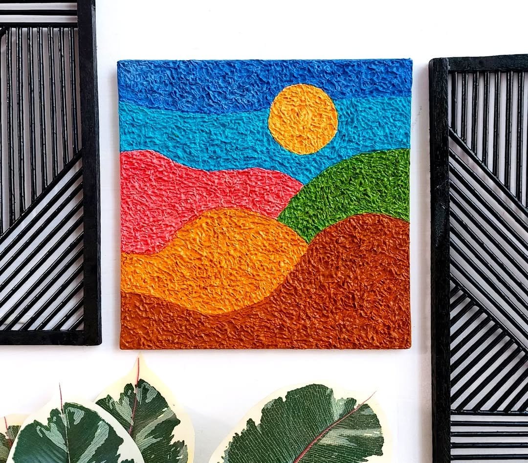 Colorful tissue paper DIY canvas art