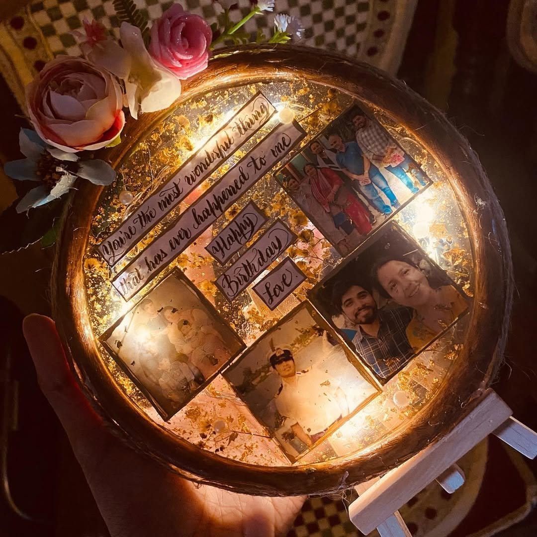 Creative circular DIY photo collage wall