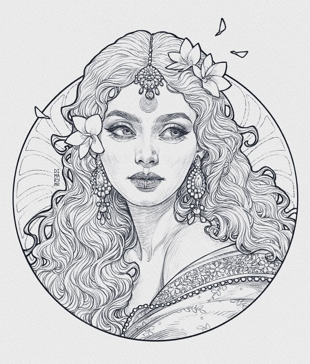 Clean black and white line art drawing