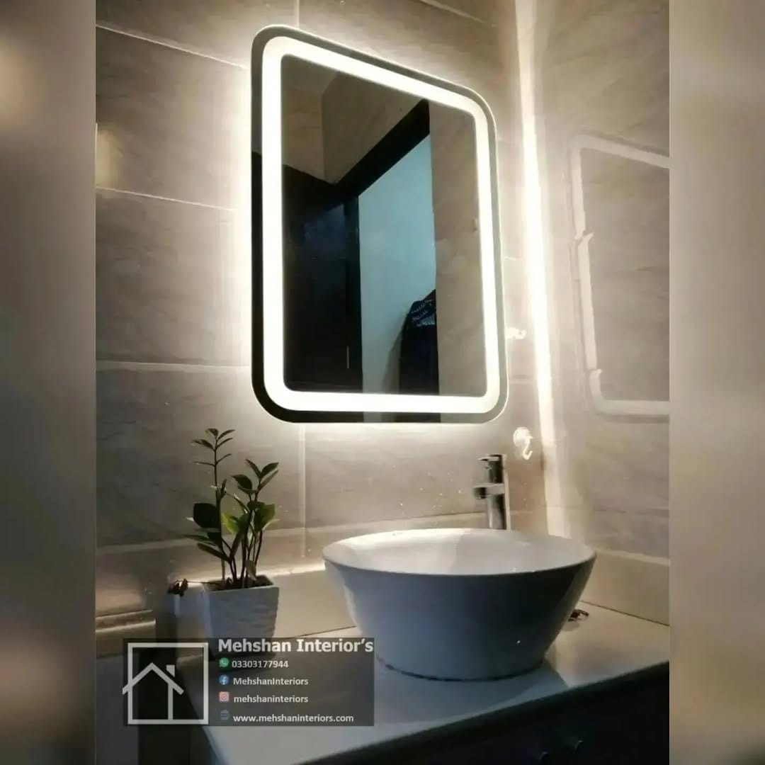 mirror with LED lights around the frame