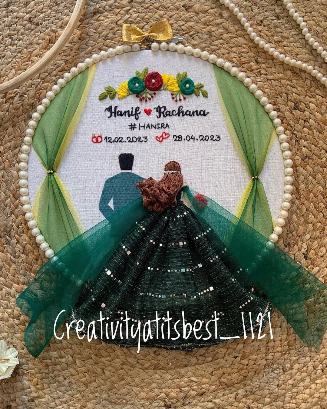 Elegant monogrammed DIY hoop art
