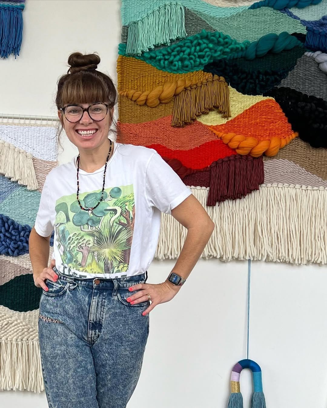 Modern woven yarn wall hanging