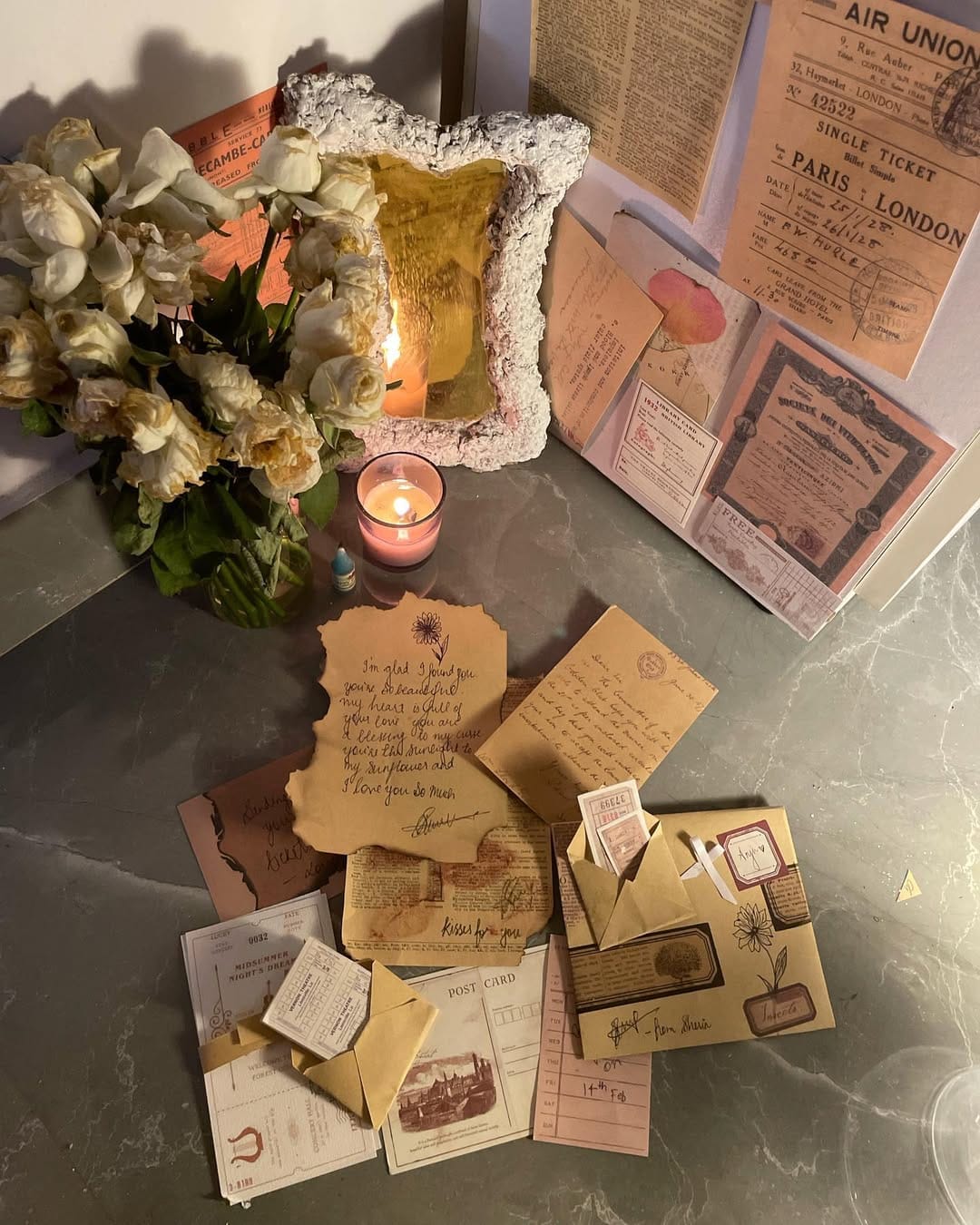 handwritten love letters with envelopes