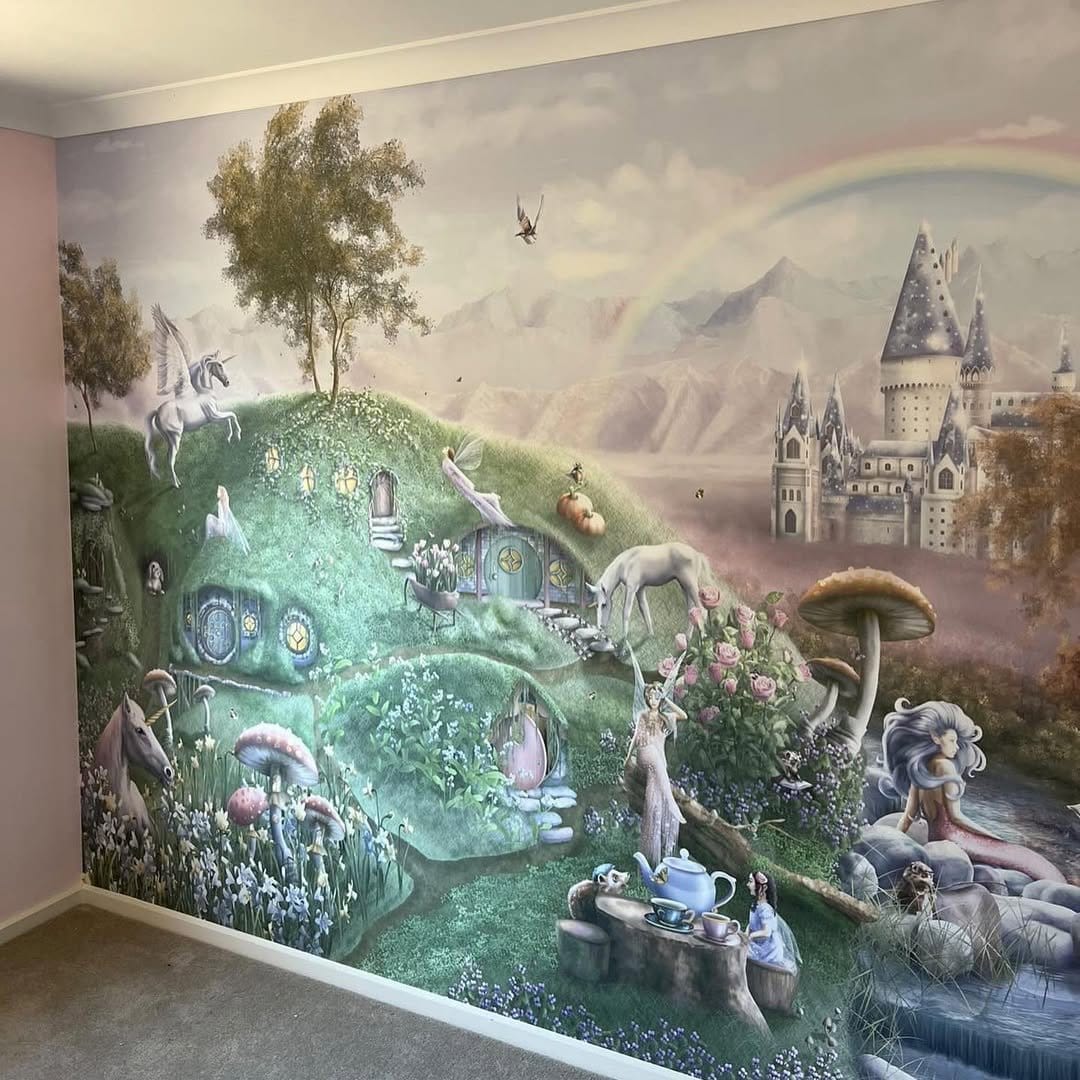 Magical enchanted garden mural