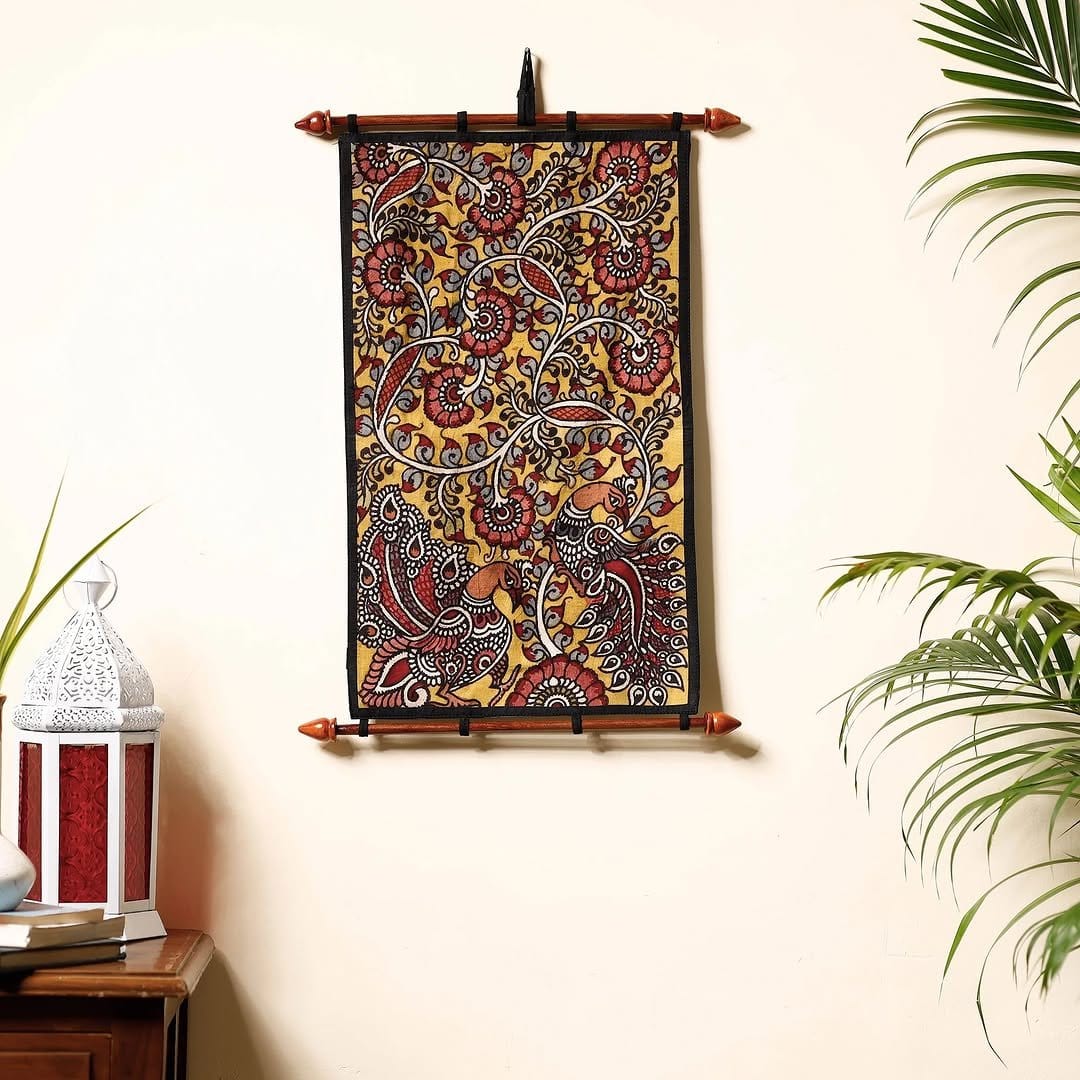 Artistic hand-painted fabric wall hanging