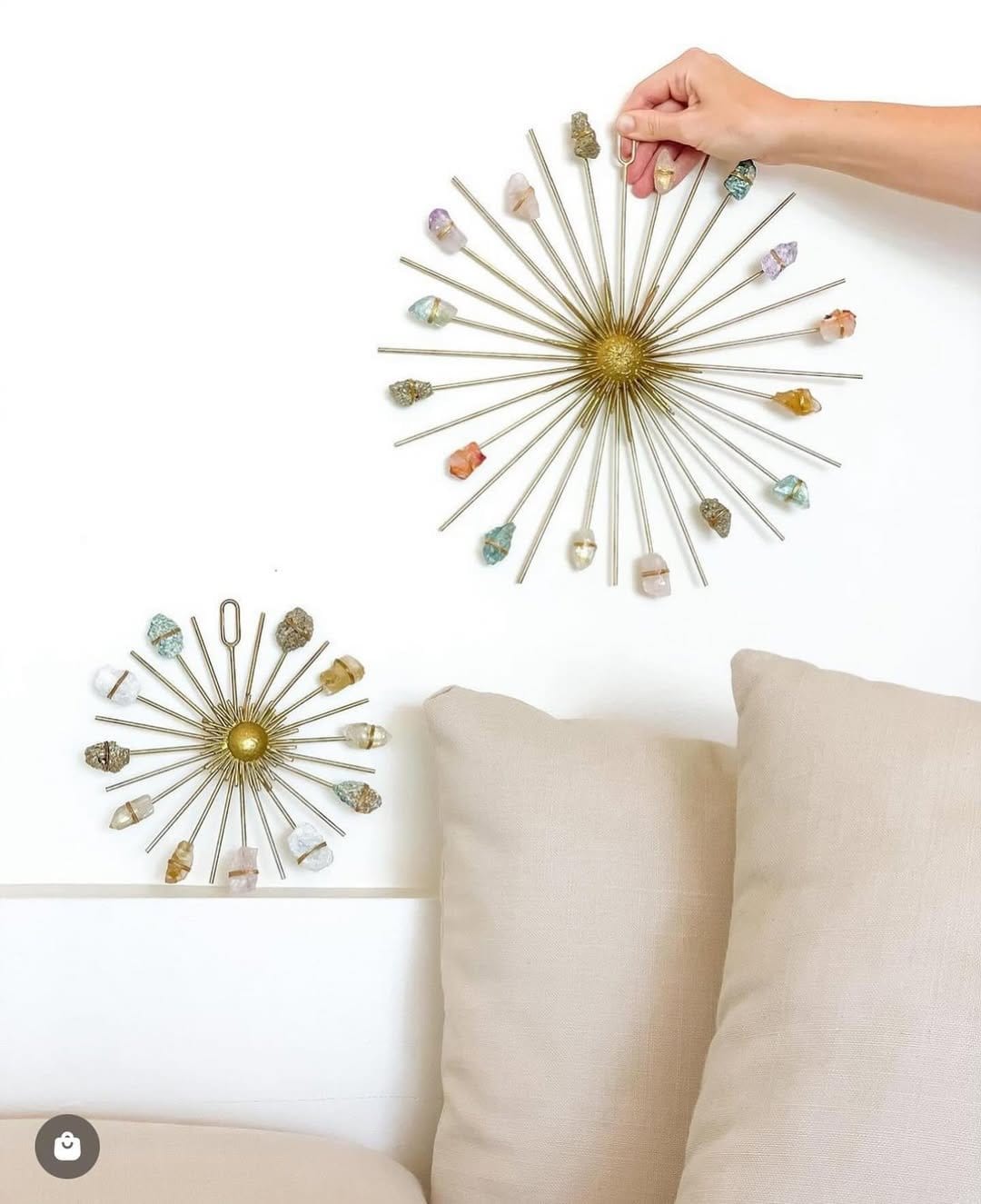 Sparkling boho wall hanging with crystals