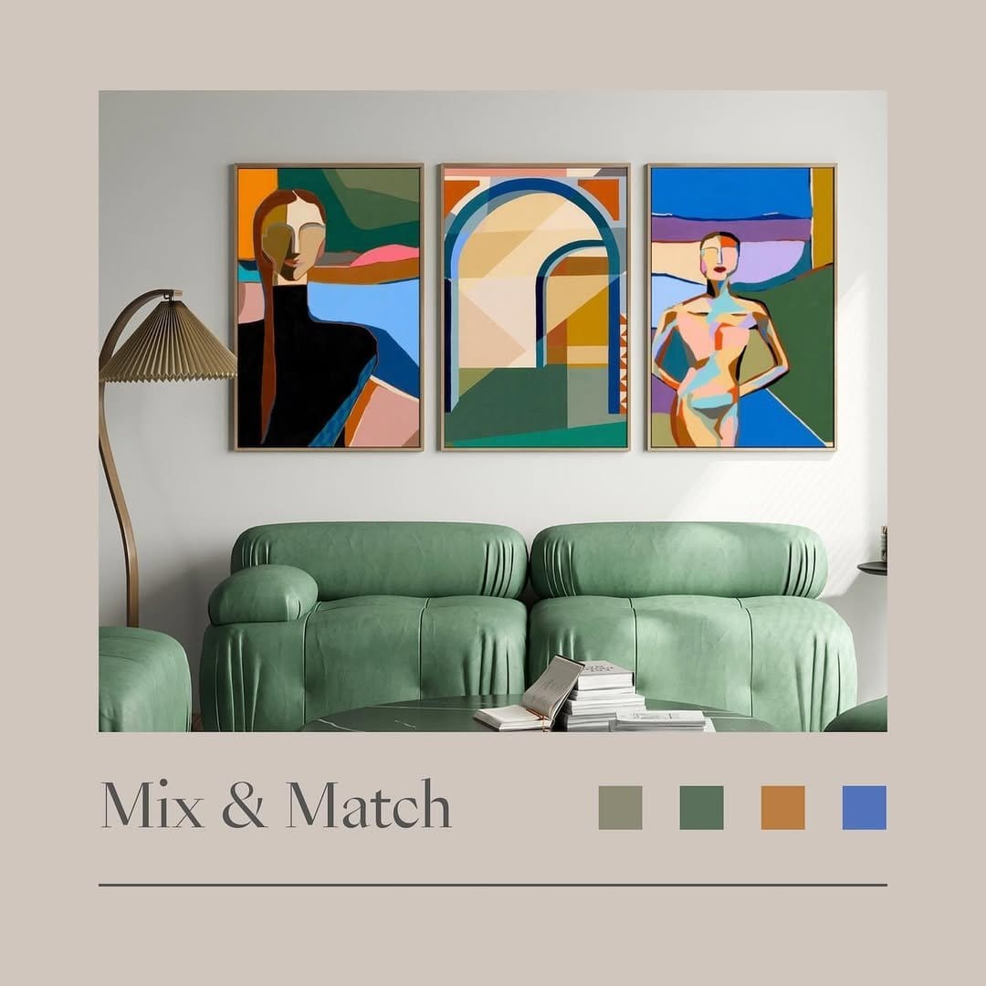 Geometric collage wall art