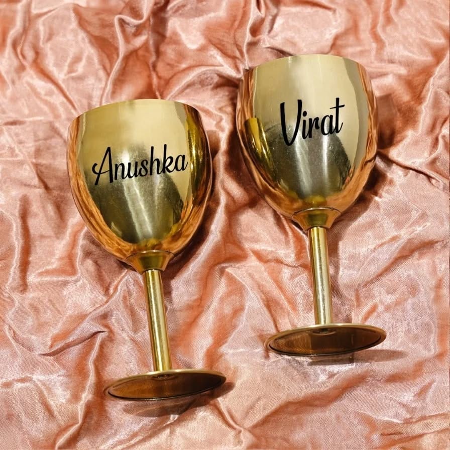 personalized wine glasses with gold initials