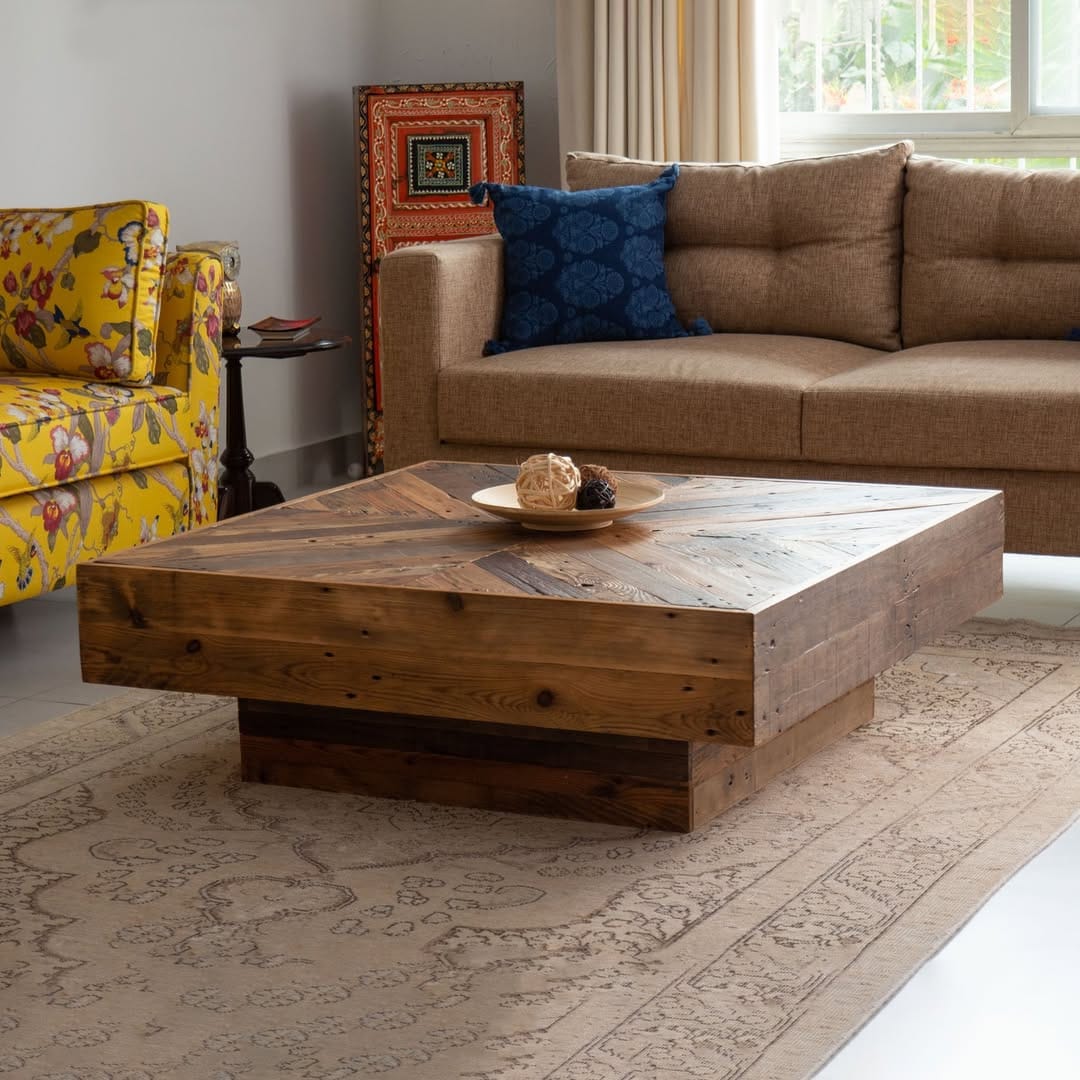 rustic wooden pallet coffee table in living room