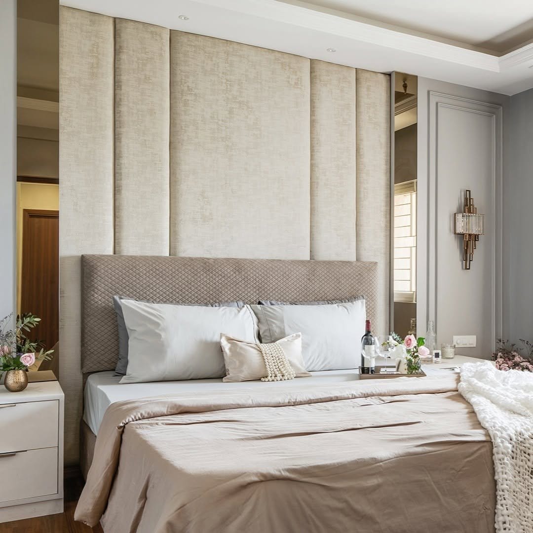 Textured beige handmade fabric wall decoration