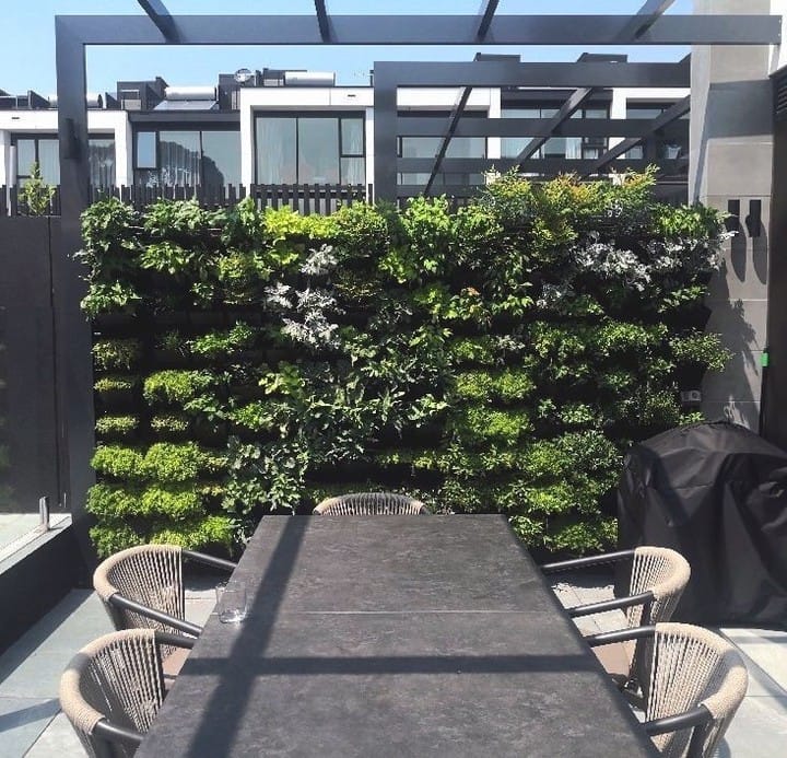 vertical herb garden on a balcony