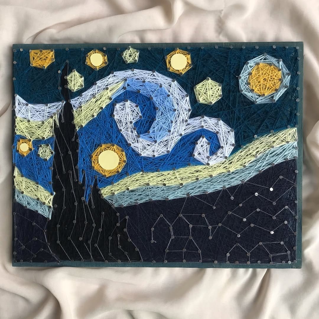 Dreamy starry night string art