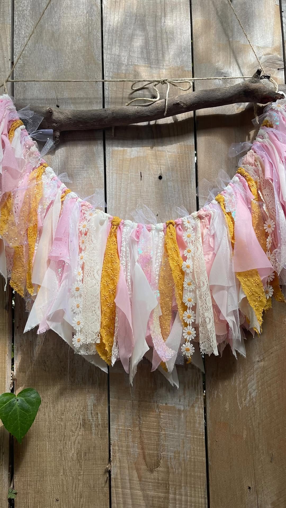 Colorful boho fabric banner display
