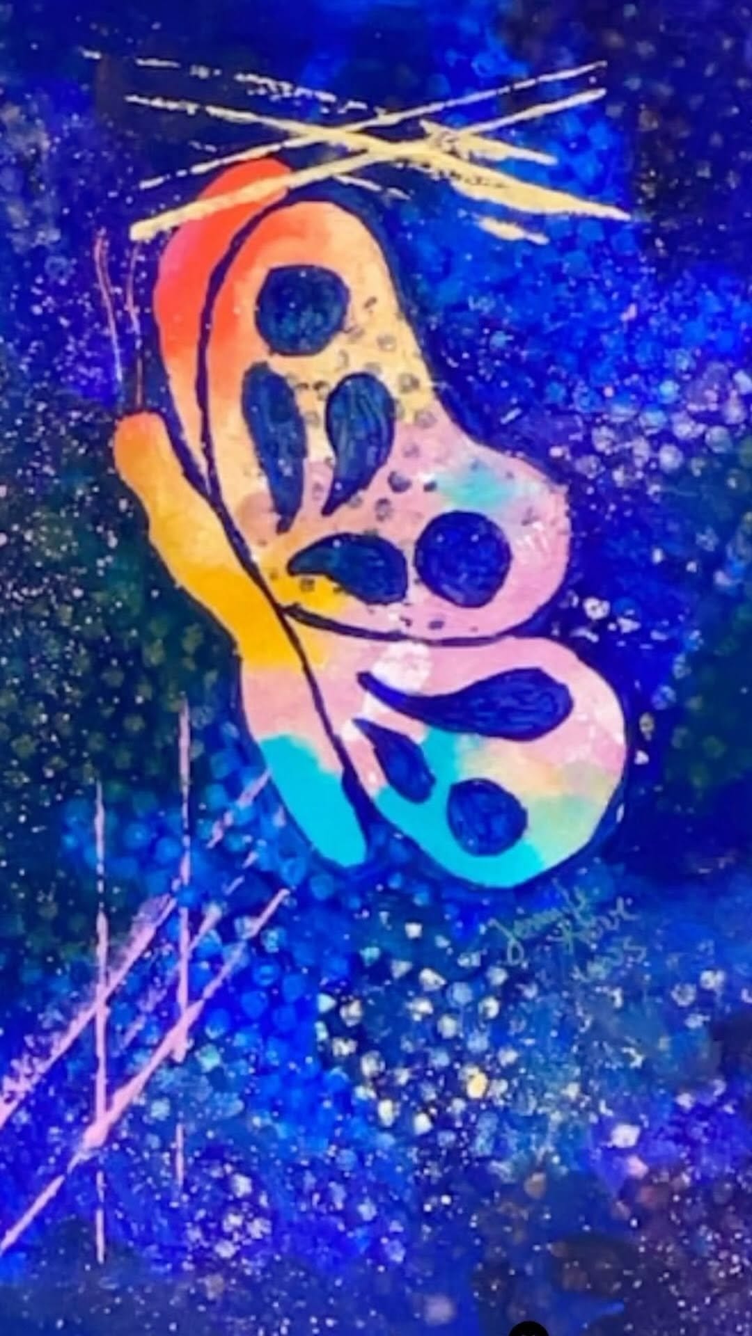 Delicate colorful butterfly watercolor painting