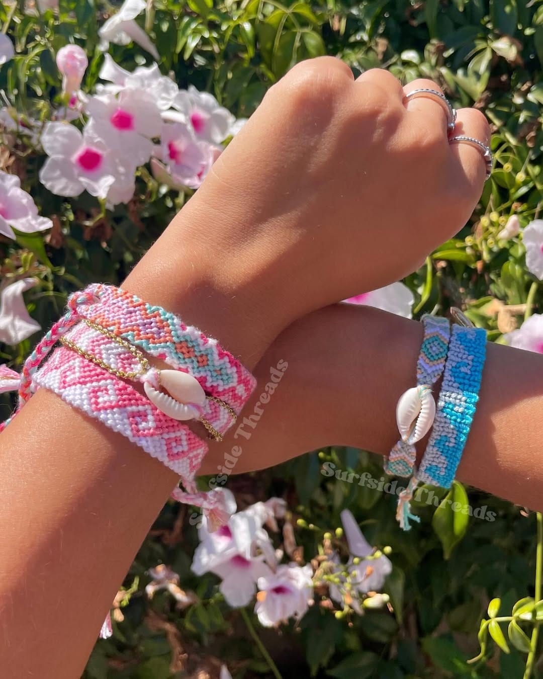 handmade friendship bracelet with colorful threads