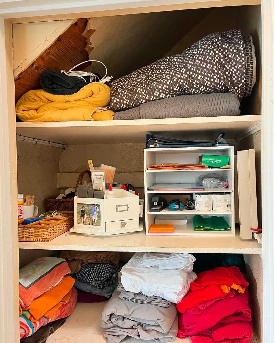 lazy Susan used for organizing shoes in closet