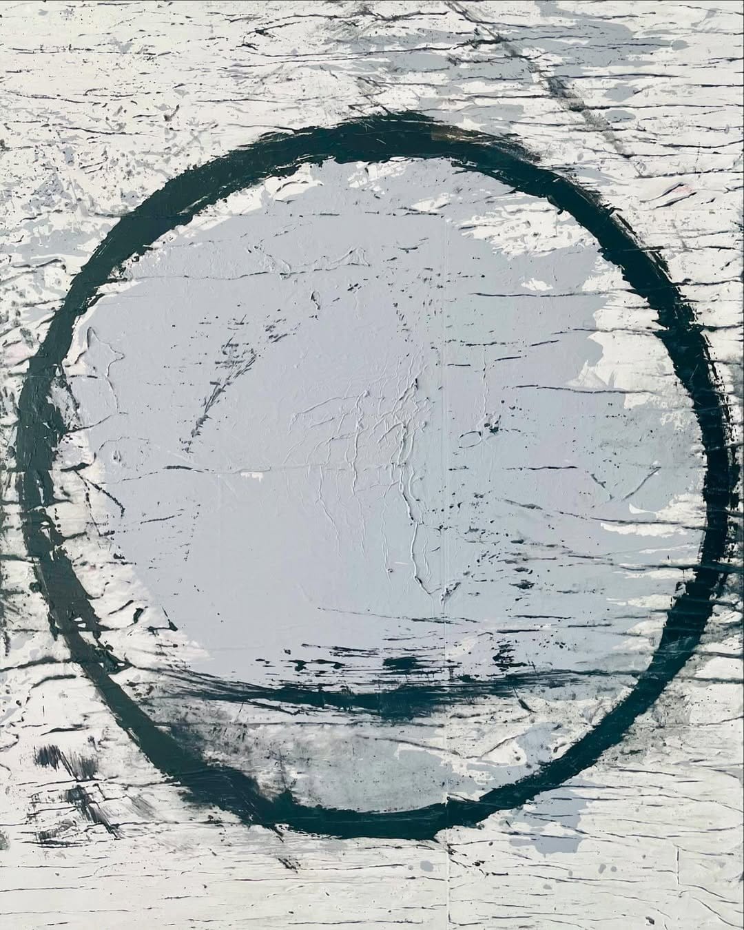 Minimalist blue and white painted circles