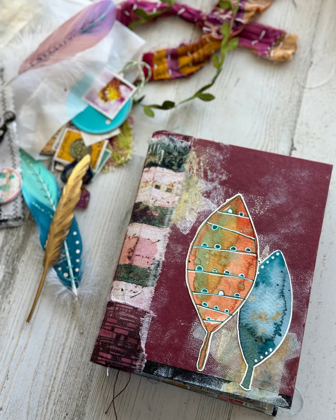 handmade journal with a fabric cover