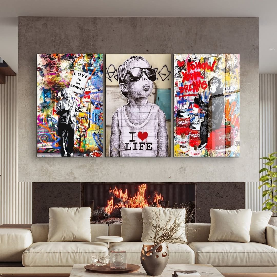 Edgy graffiti-style wall mural