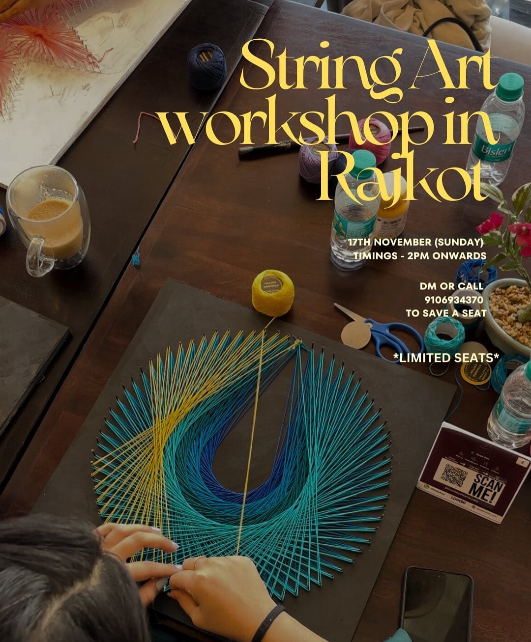 string art design with nails and colorful thread