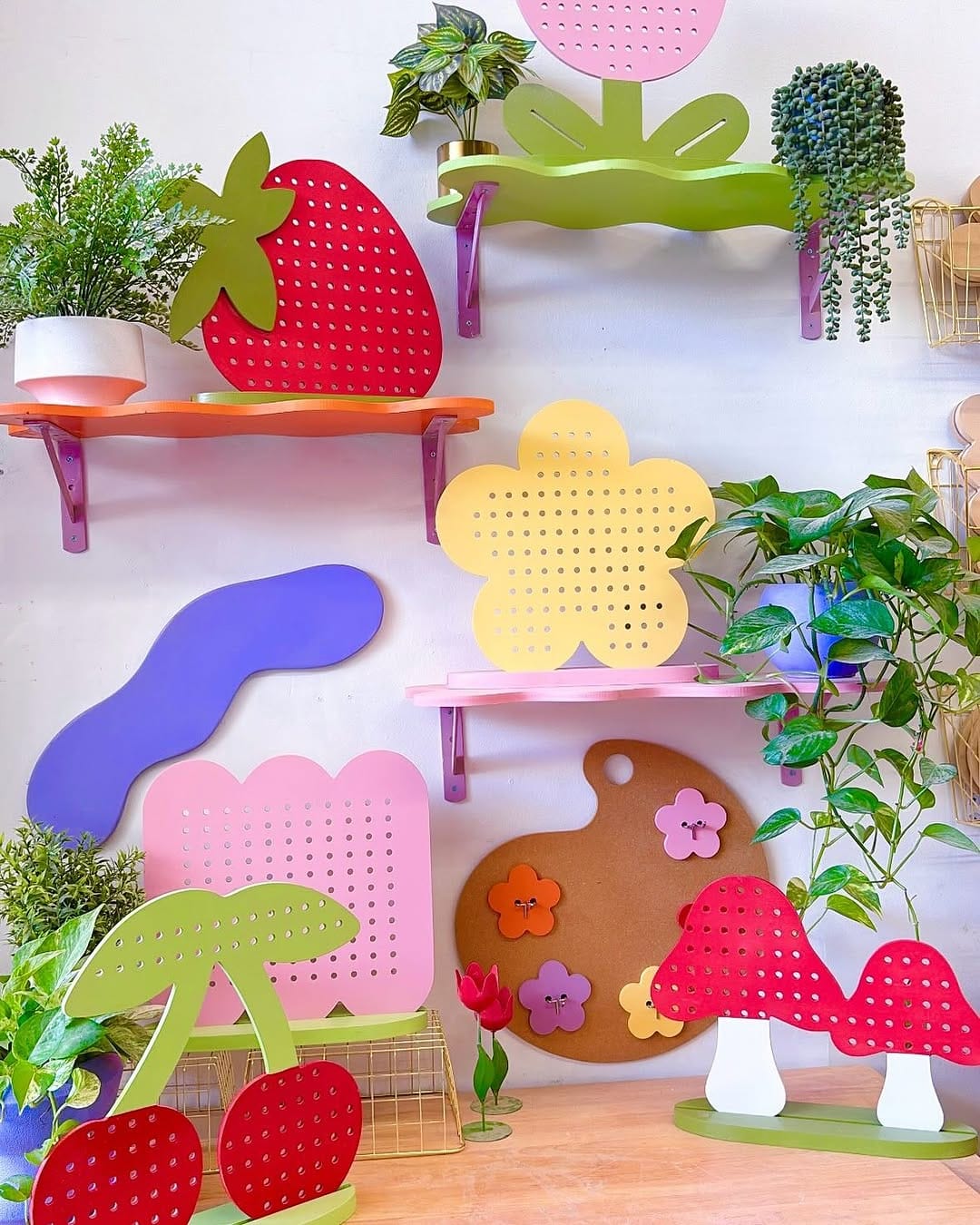 small pegboard with hanging items