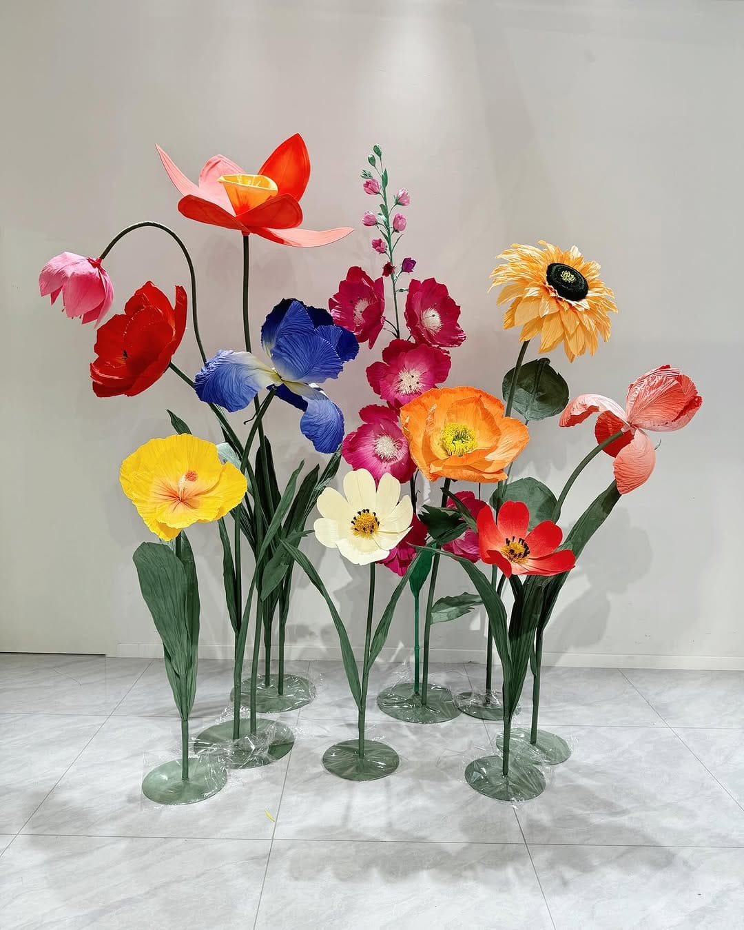 vibrant paper flower bouquet in vase