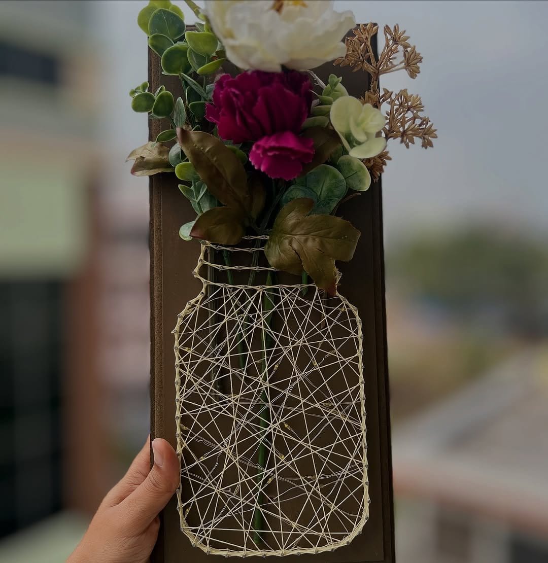 Colorful floral bouquet string art