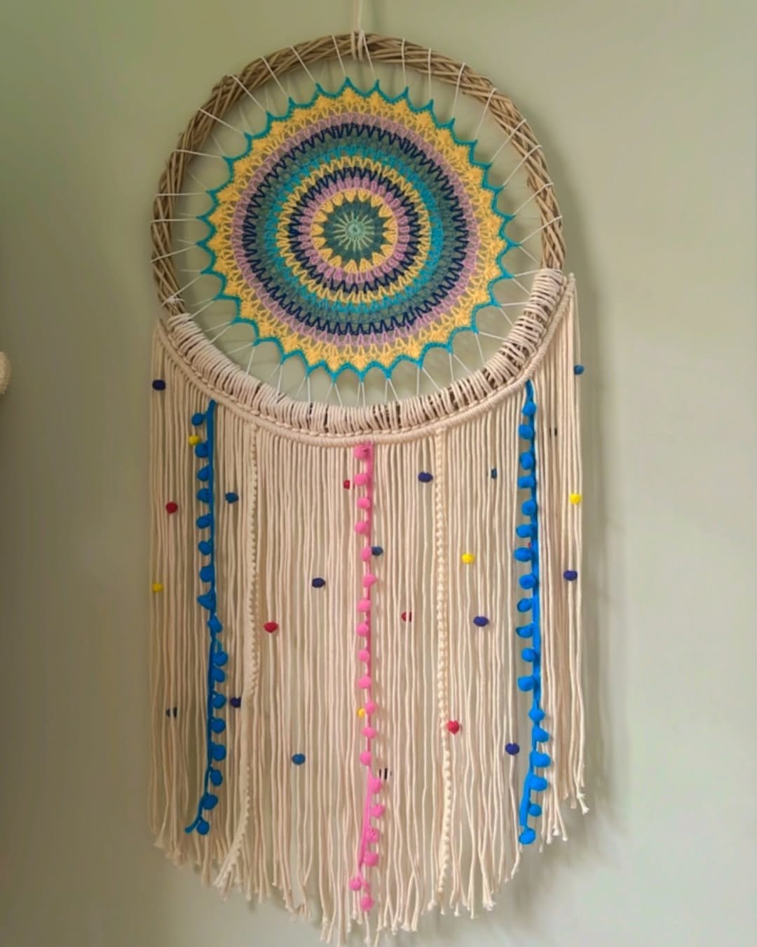 Whimsical handmade dreamcatcher with beads