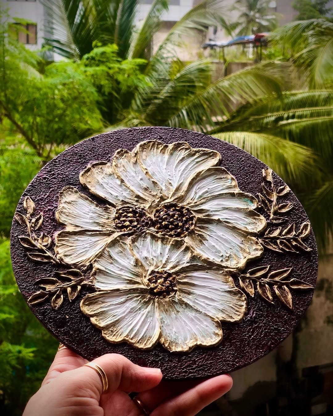 Shiny metallic DIY flower wall