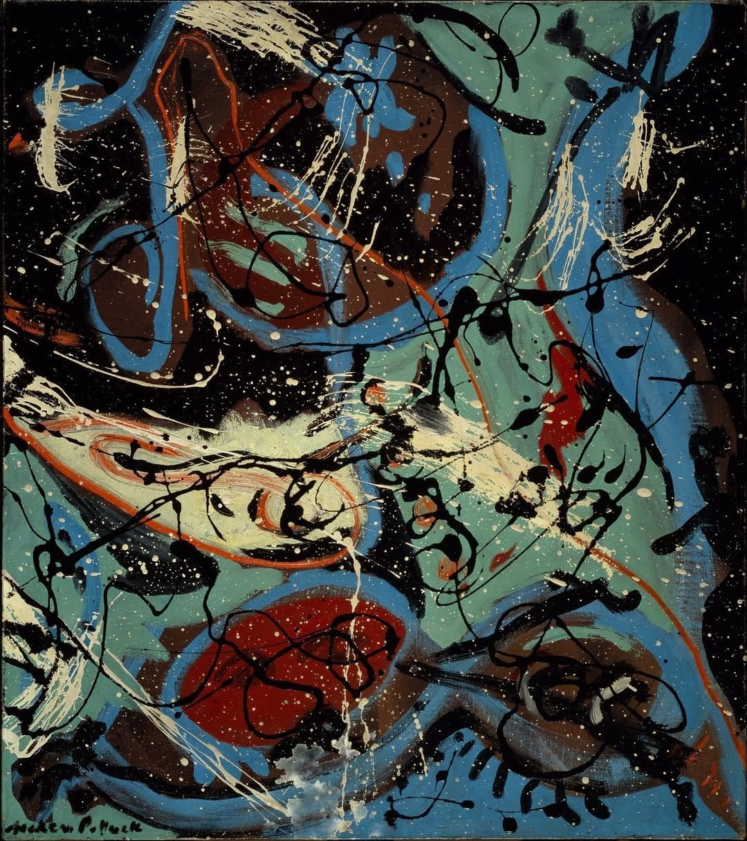 Contemporary vibrant drip painting