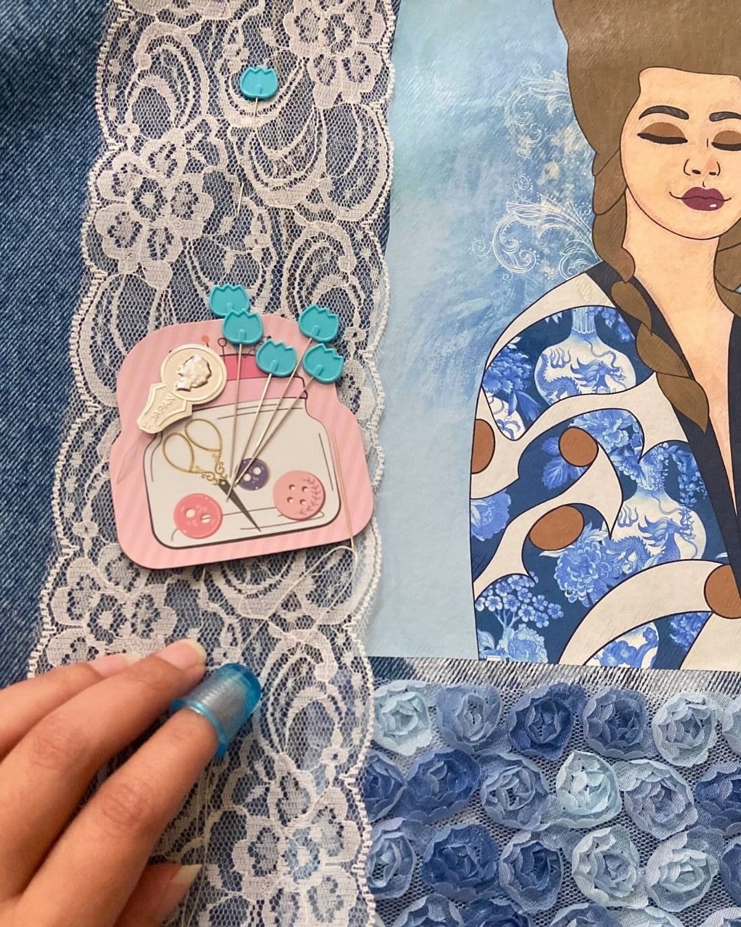 Delicate lace-textured DIY canvas art
