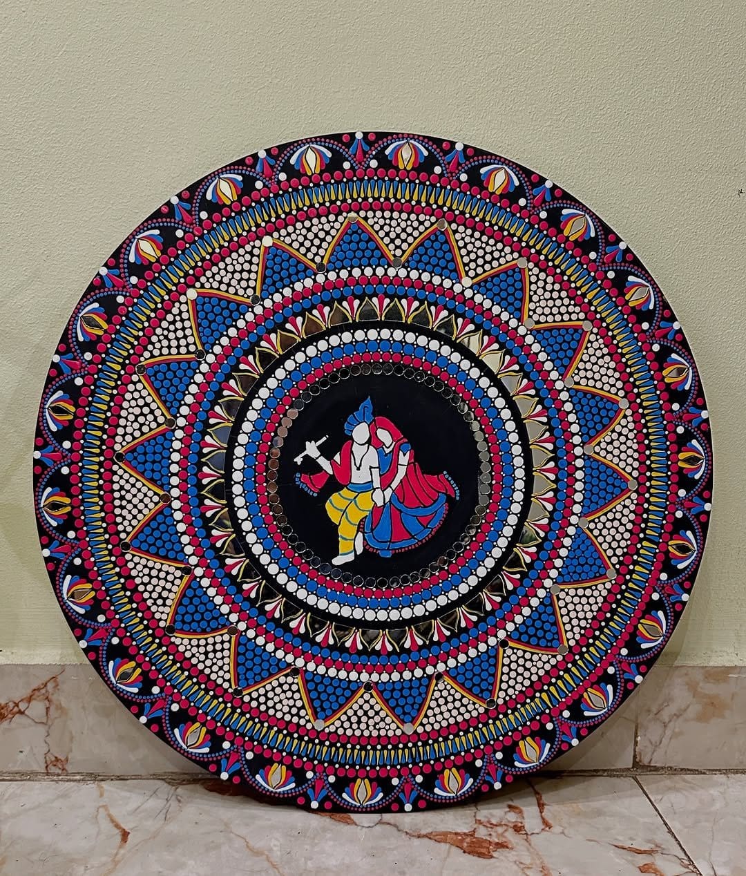 Intricate hand-painted mandala wall art