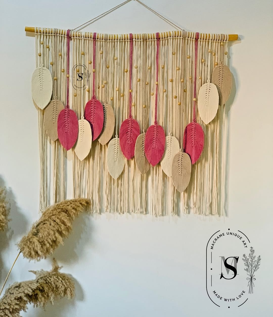 bohemian-style macramé wall hanging