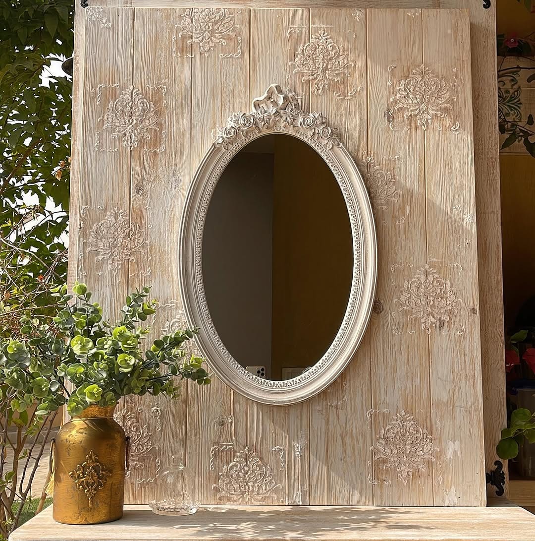 mirror with handmade wooden frame