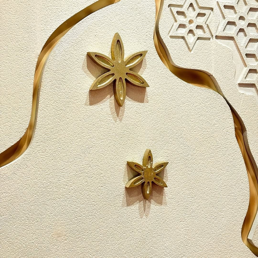 Rustic plaster panel wall display