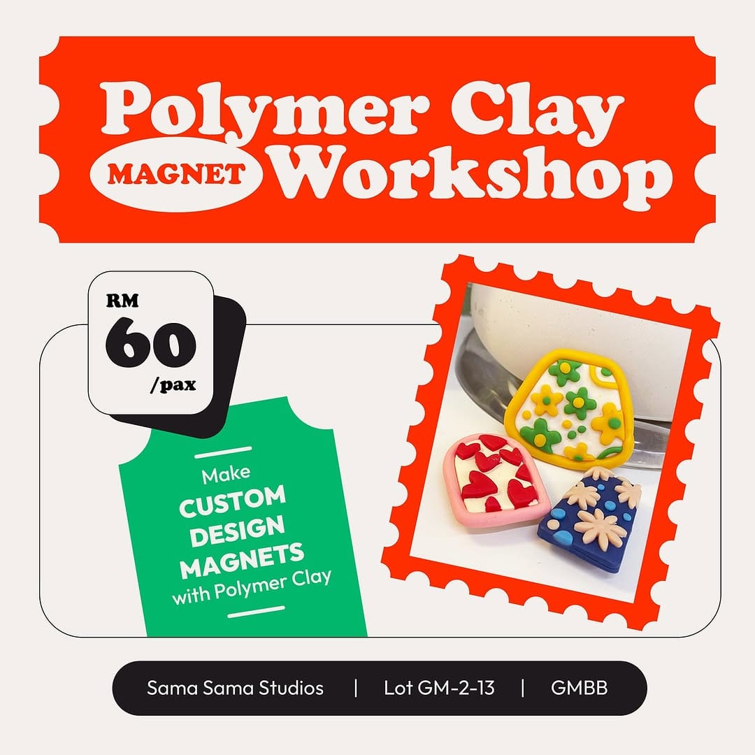 handmade clay magnets with colorful designs