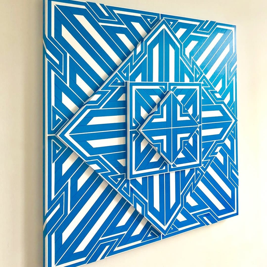 Modern geometric tape art DIY canvas