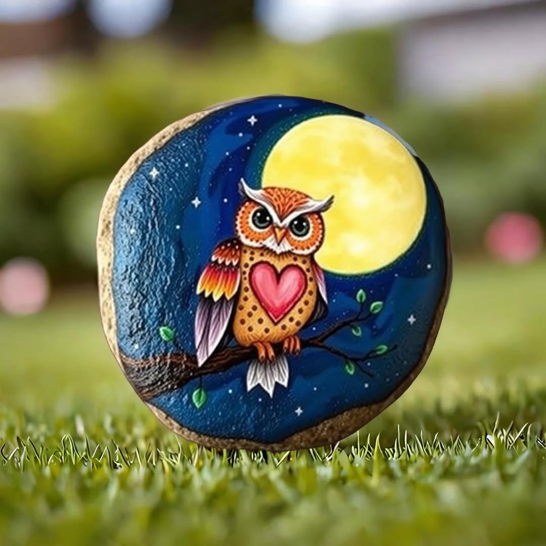 vibrantly painted rocks with animal designs