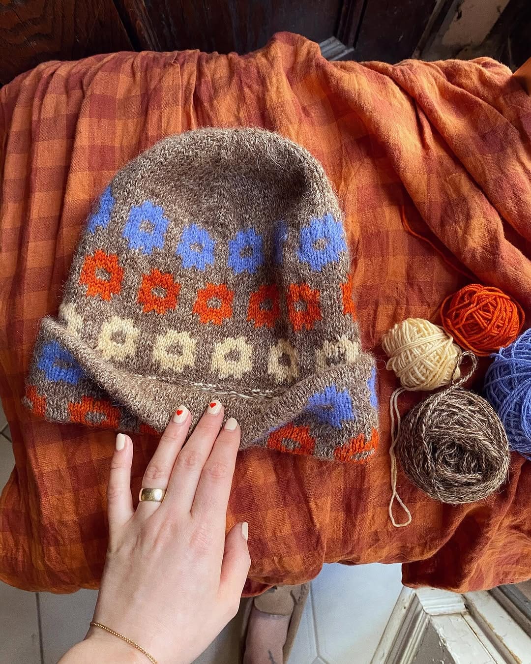 cozy knit scarves and beanies in earthy tones
