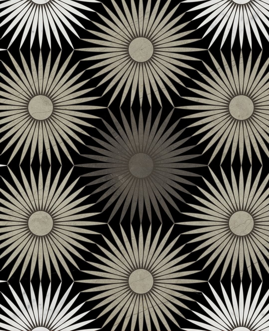 Stunning black and white mosaic wall piece