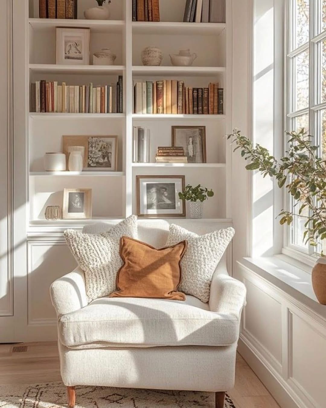 cozy reading nook with comfy chair and books