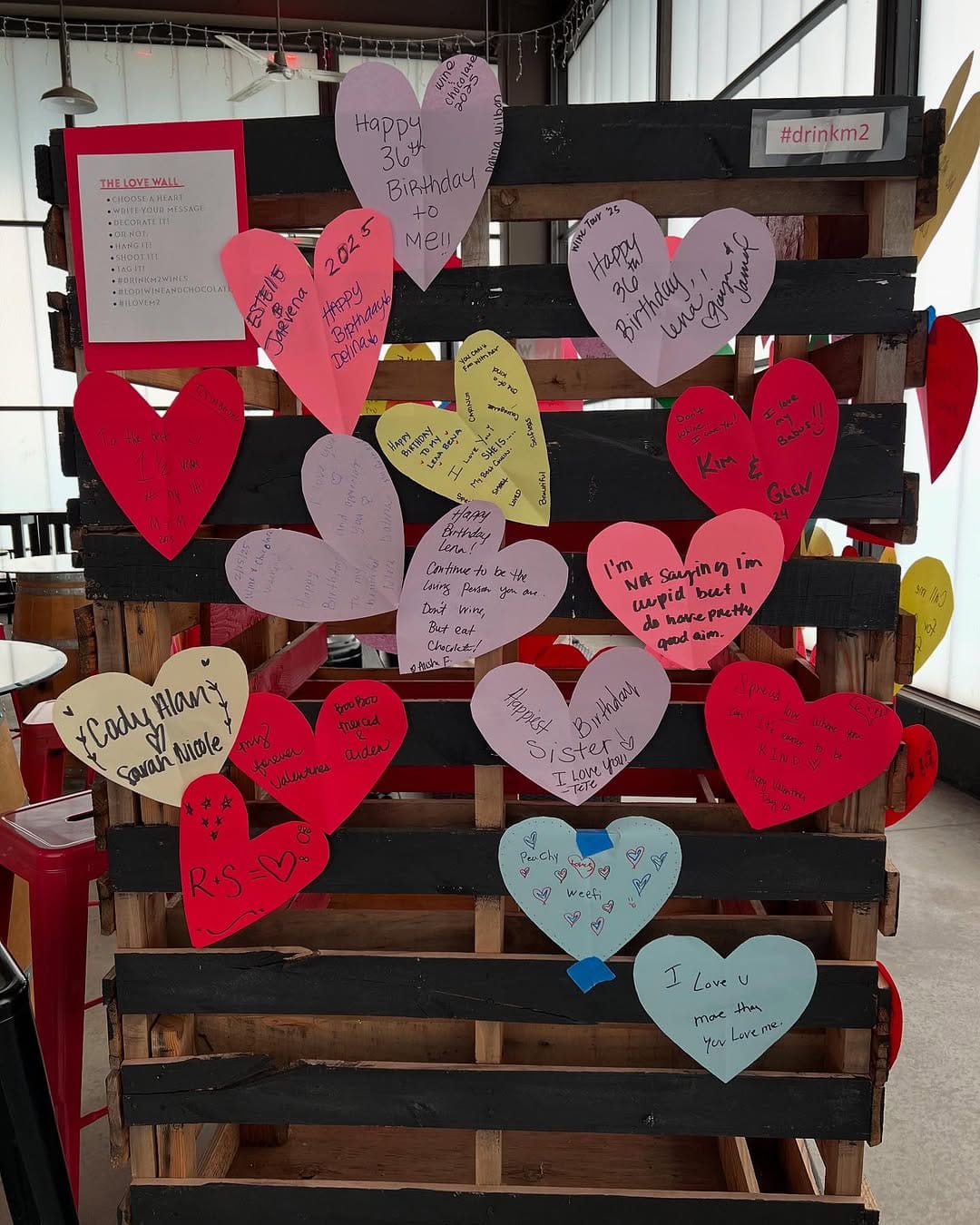 romantic paper heart wall display